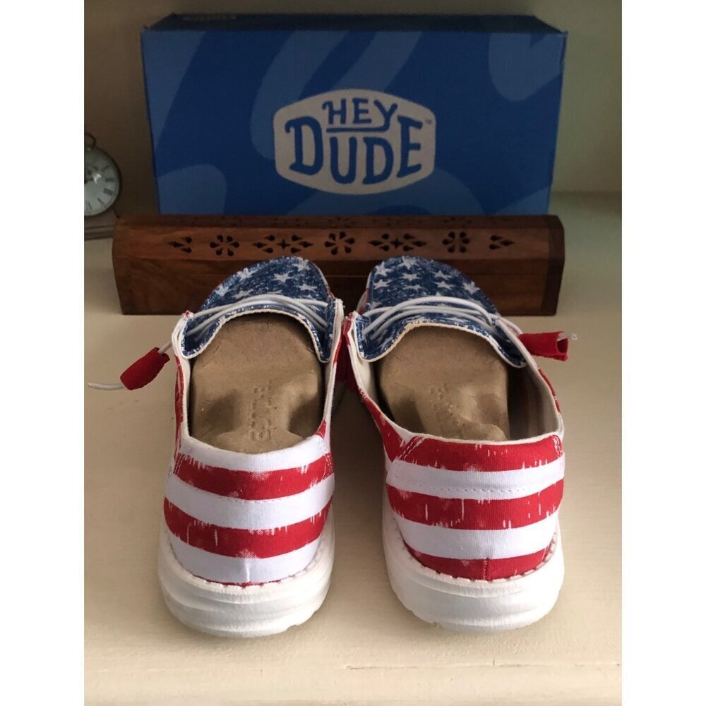 NWB Women's Hey Dude Shoe Size 9 Wendy Patriotic Red White Blue - Picture 7 of 10